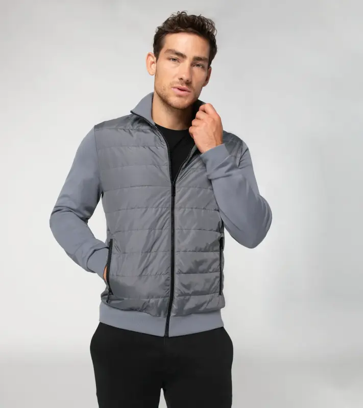 PORSCHE DESIGN Hybrid cardigan Svetr kardigan ze dvou materiálů a na zip antracitově šedá