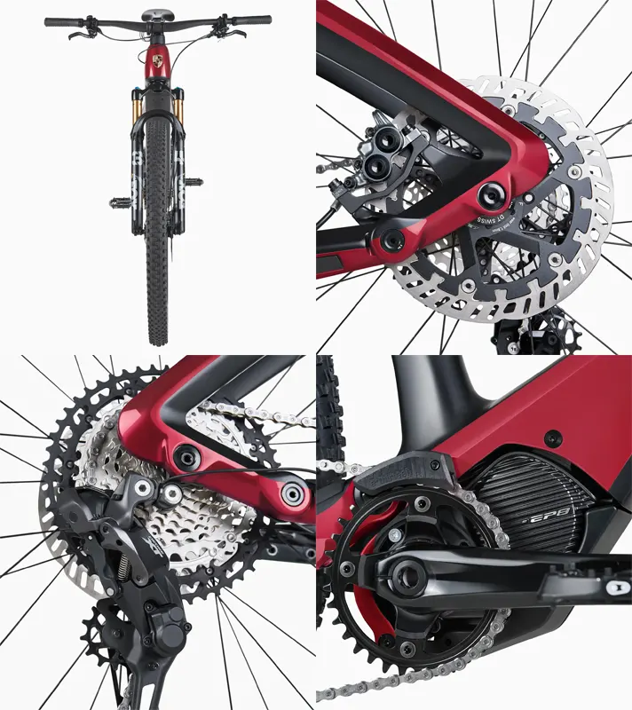 PORSCHE eBike Cross Performance EXC Jízdní horské elektrokolo karbonový rám karmínová červeň