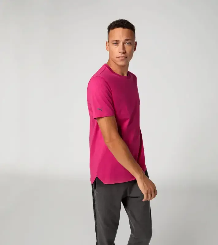 PORSCHE DESIGN Essential T-shirt Tričko sportovní s kulatým výstřihem a logem granátová růže