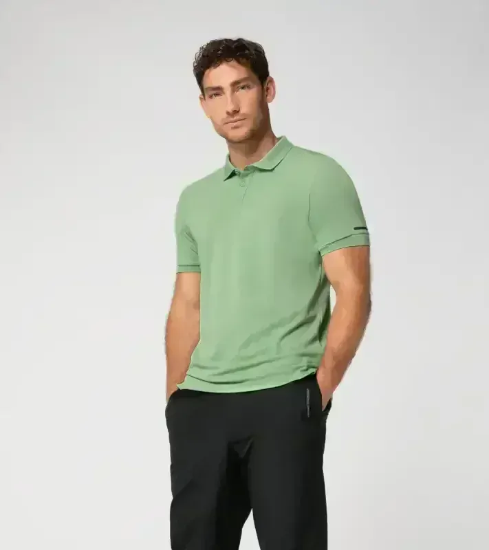 PORSCHE DESIGN Men's Polo Shirt Polokošile tričko s límečkem a knoflíčky pastelová zelená