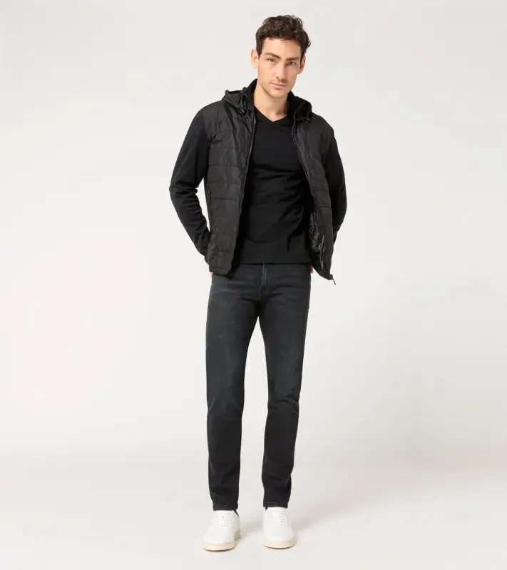 PORSCHE DESIGN Hybrid cardigan Bunda svetr ze dvou materiálů na zip černá