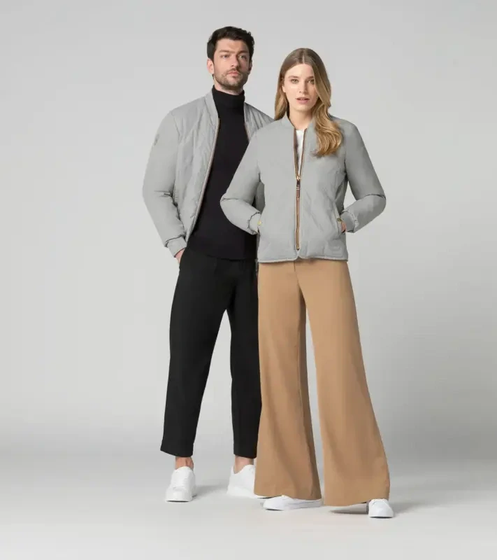 PORSCHE Revesible jacket Heritage Pánská bunda odlehčená prošívaná oboustranná krémově bílá a světle hnědá