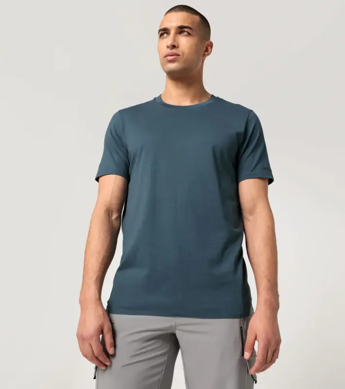 PORSCHE DESIGN Essential T-shirt Tričko sportovní s kulatým výstřihem a logem petrolejově zelenomodrá