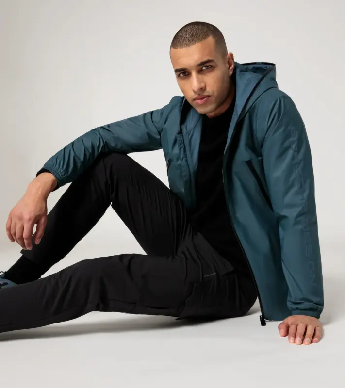 PORSCHE DESIGN Windbreaker Větrovka bunda s kapucí modrošedá