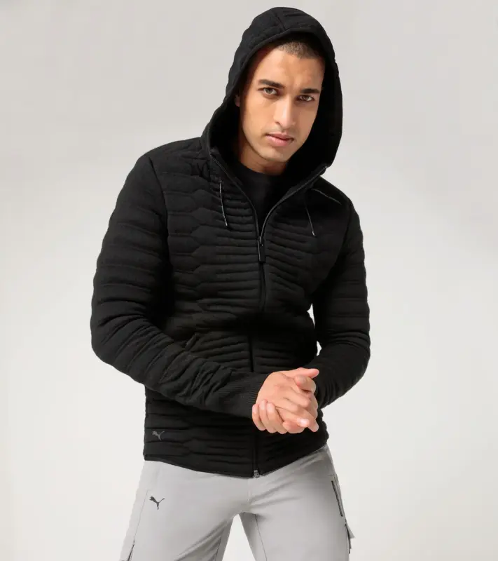 PORSCHE DESIGN EvoKNIT® Hoodie Mikina na zip prošívaná černá puma