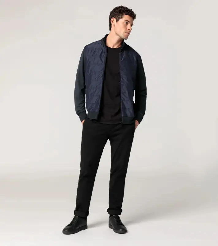 PORSCHE DESIGN Hybrid Cardigan Svetr kardigan na zip ze dvou materiálů tmavě modrá