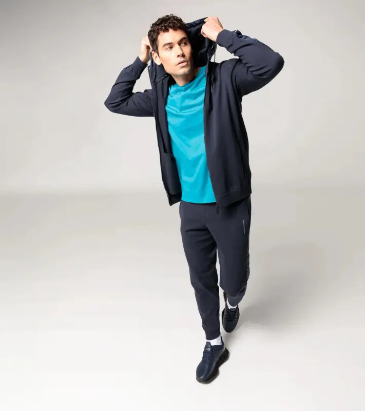 PORSCHE DESIGN Leisure Jacket Bunda volnočasová sportovní na zip s kapucí tmavě modrá