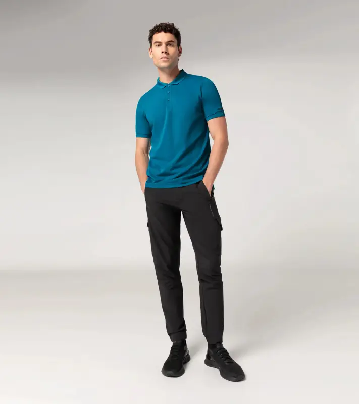 PORSCHE DESIGN Men's Polo Shirt Polokošile tričko s límečkem a knoflíčky modrá