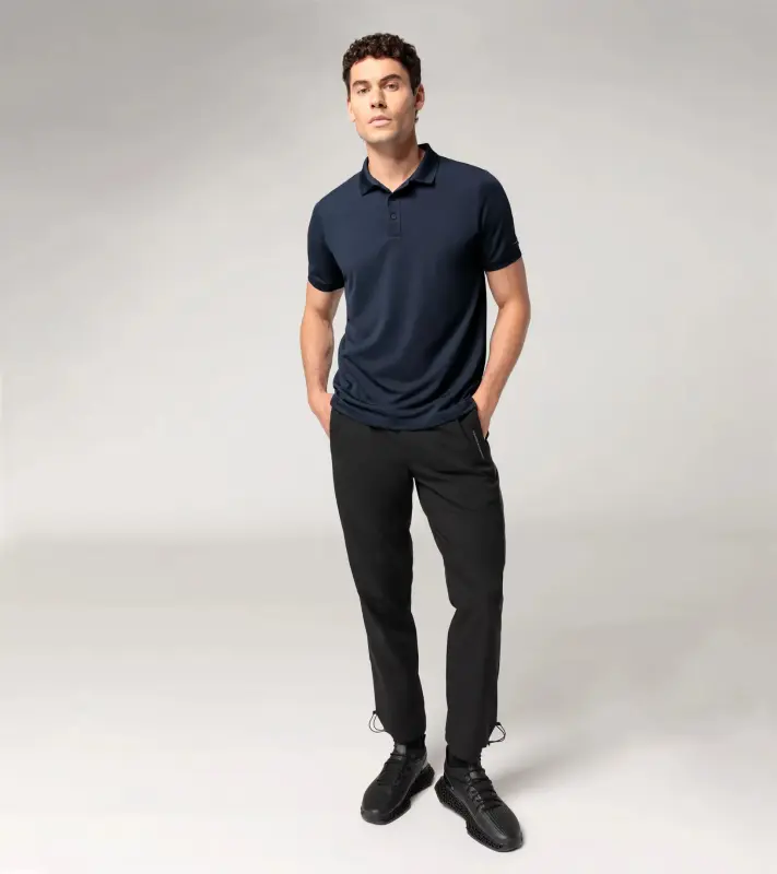 PORSCHE DESIGN Men's Polo Shirt Polokošile tričko s límečkem a knoflíčky tmavě modrá