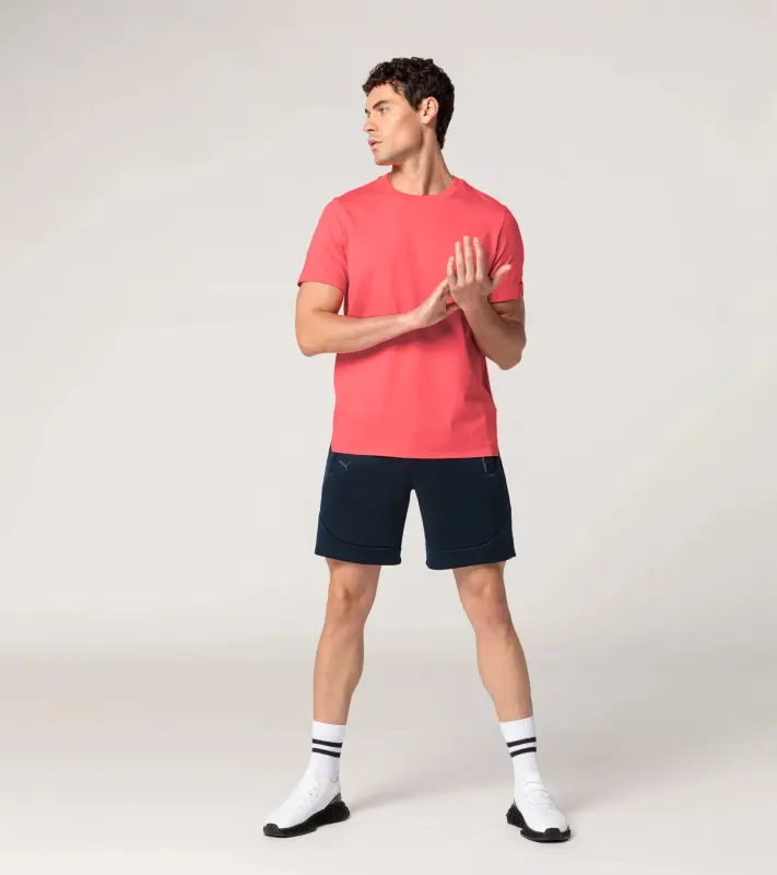 PORSCHE DESIGN T-shirt Essential Tričko volnočasové sportovní s kulatým výstřihem a logem oranžově korálová