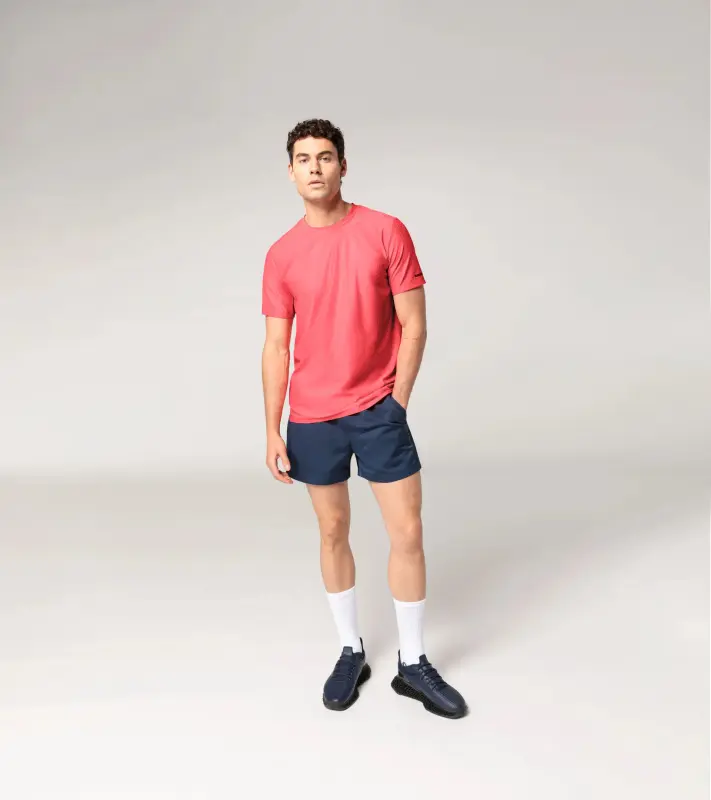 PORSCHE DESIGN Hexagon T-shirt Tričko volnočasové sportovní s kulatým výstřihem logem a šestihranným vzorem oranžově korálová