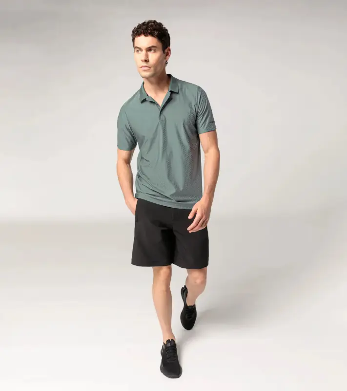 PORSCHE DESIGN Hexagon Polo Shirt Polokošile tričko s límečkem a knoflíčky se šestihranným vzorem mátová zelená