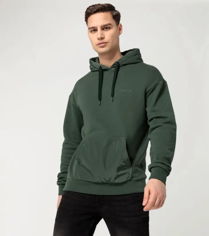 PORSCHE Unisex Hoodie Essential Svetr klokanka uni s kapucí a nápletem tmavší lahvově zelená