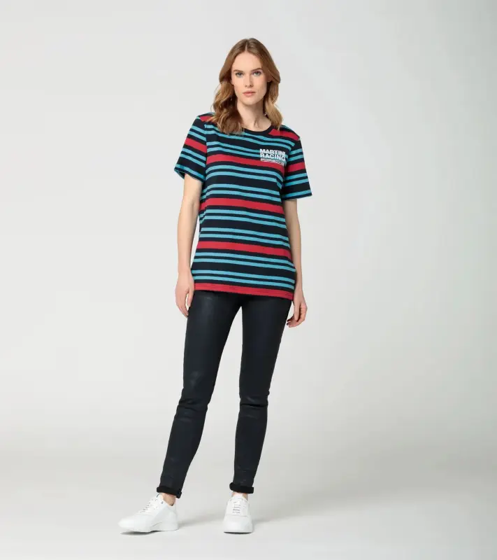 PORSCHE T-Shirt Unisex MARTINI RACING® Tričko s kulatým výstřihem s proužkovaným vzorem soutěžních vozů