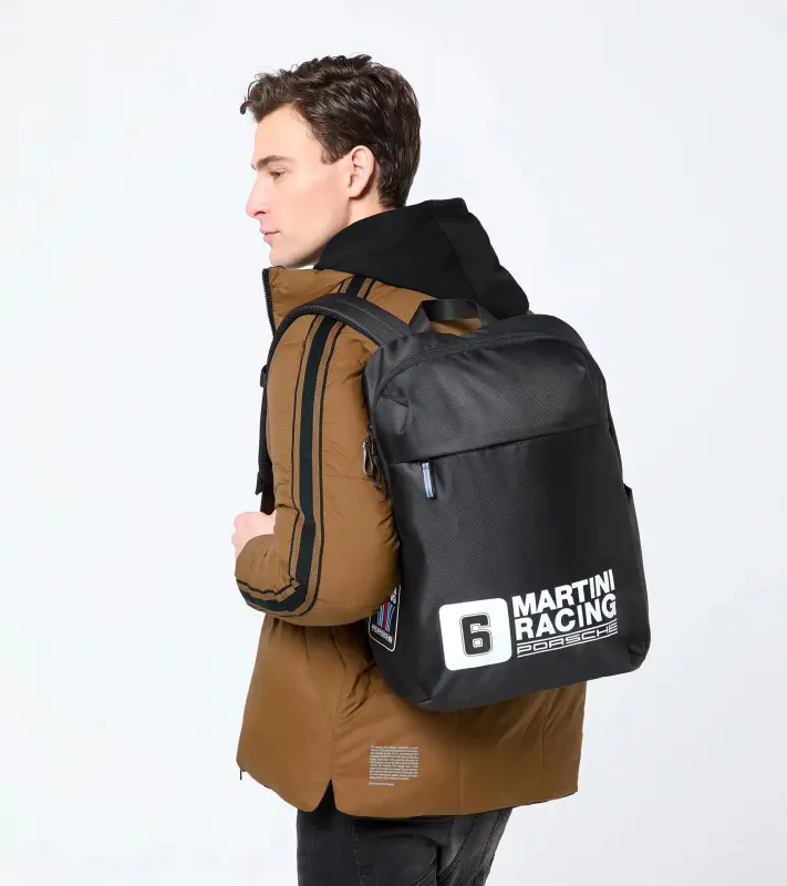 PORSCHE Backpack MARTINI RACING® Batoh do města i na cesty černá s červenomodrými detaily