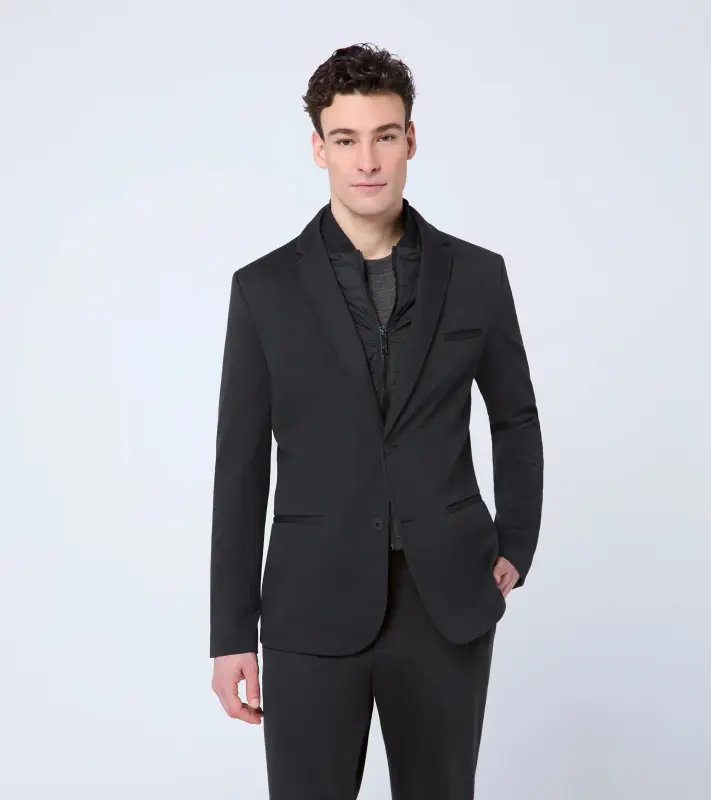 PORSCHE DESIGN Travel blazer Sako elegantní volnočasové všestranné s odnímatelnou vložkou a žakárovou podšívkou černá