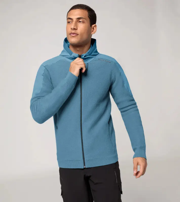 PORSCHE DESIGN Wool Mix Jacket Bunda sportovní s kapucí z merina světle modrá