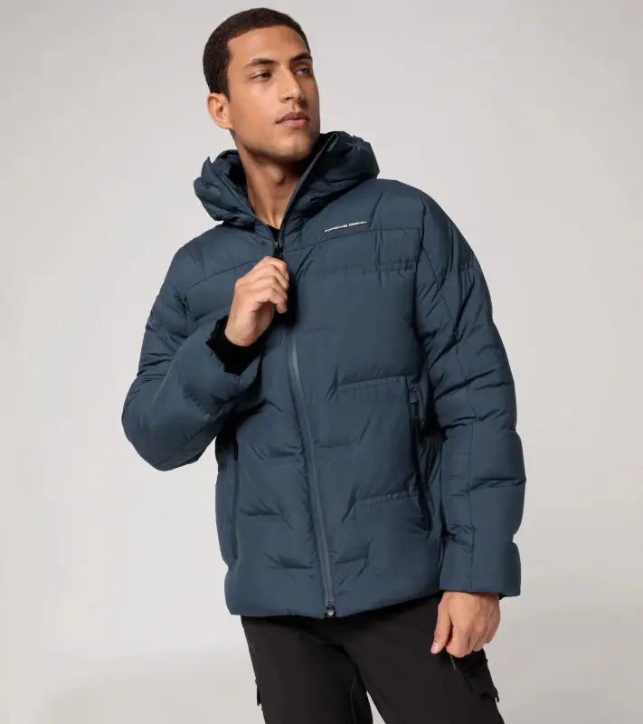 PORSCHE DESIGN Padded jacket Bunda prošívaná zimní s kapucí tmavě modrá