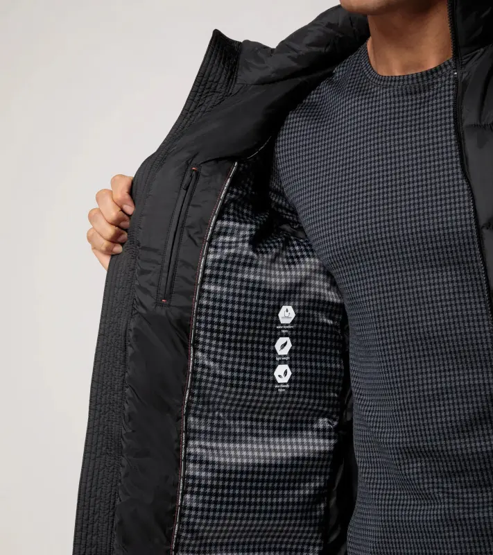 PORSCHE DESIGN Lightweight parka Bunda prošívaná odlehčená delšího střihu s kapucí černá