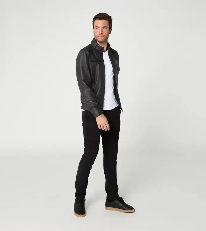 PORSCHE DESIGN Leather Driver’s Jacket Bunda kožená na zip voděodolná s odnímatelným límcem a detaily s logem