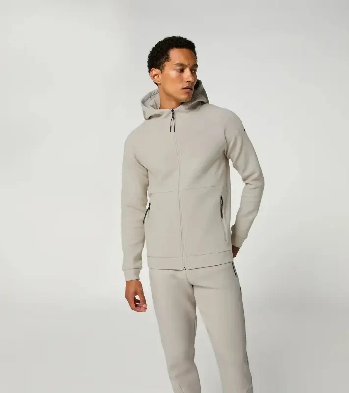 PORSCHE DESIGN Hooded Sweat Jacket Mikina na zip s kapucí decentními logy běžová