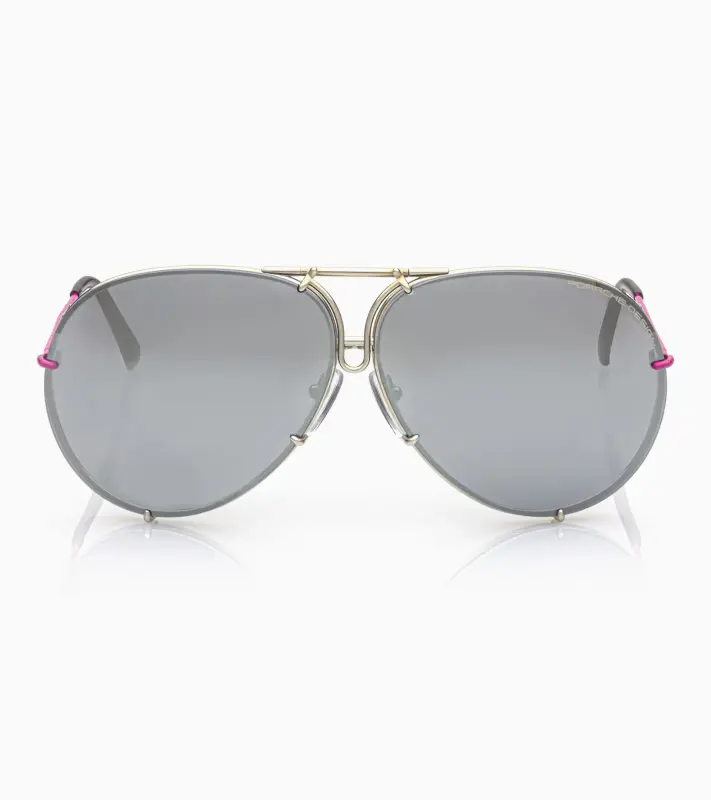 PORSCHE DESIGN P´8478 Sunglasses Iconic Aviator #1 Ladies Capsule Sluneční brýle Pilotky dámské šedorůžové s výměnnými skly v růžovém nebo šedostříbrném gradientu