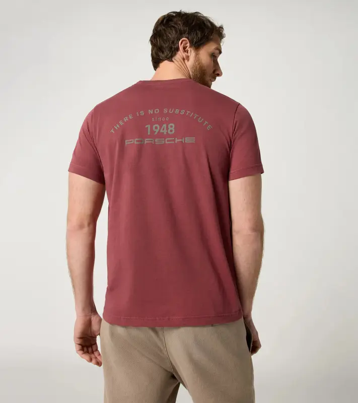 PORSCHE T-Shirt There Is No Substitute Unisex Tričko s kulatým výstřihem volnočasové sportovní bavlněné v pastelově červené