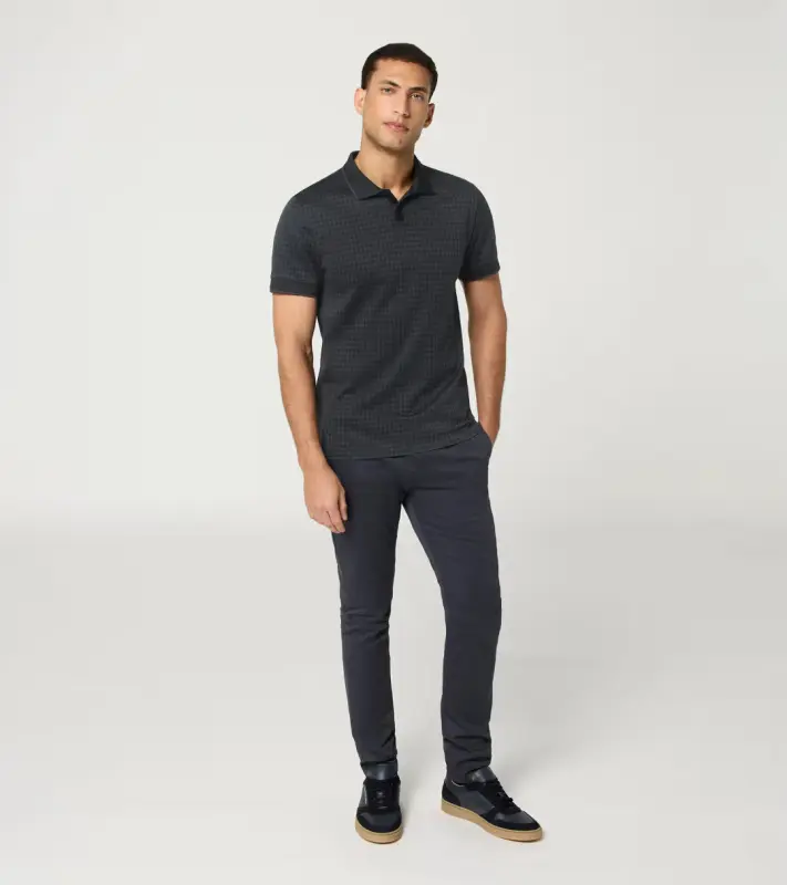 PORSCHE DESIGN Seasonal Polo T-shirt Tričko s límečkem žakárové bavlněné se speciální légou se vzorem pepita šedočerná