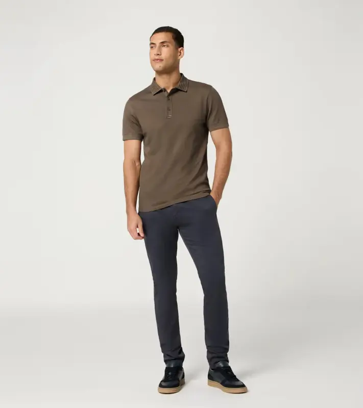 PORSCHE DESIGN TecFlex Polo Tričko bavlněné z piké s límečkem a knoflíkovou légou v hnědé camelka
