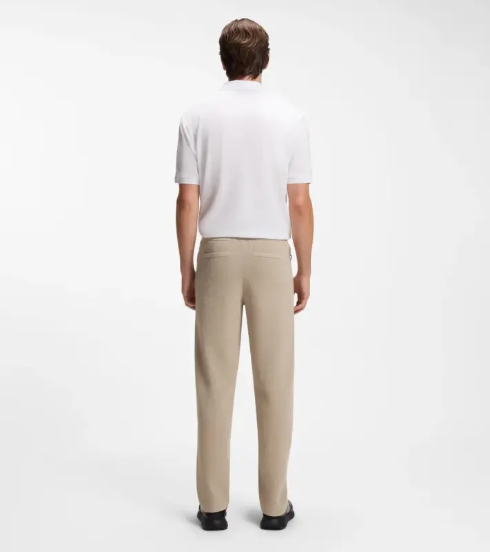 PORSCHE DESIGN Tracksuit Bottoms with contrast details Porsche x BOSS Kalhoty volnočasové sportovní s reliéfním logem a výraznými detaily v béžové