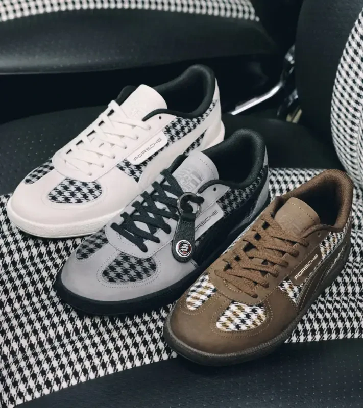 PORSCHE DESIGN 911 Pepita Palermo Sneakers Obuv volnočasová sportovní v retro stylu kostkovaná šedočerná