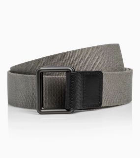 PORSCHE DESIGN Casual Double Ring Buckle Belt Módní ležérní pásek s dvojitou kroužkovou přezkou šedý šířka 4 cm