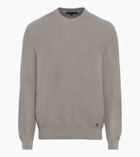 PORSCHE DESIGN Jacquard sweater Svetr společenský žakárový světle šedá