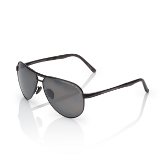 PORSCHE DESIGN P´8649 Sunglasses Sluneční brýle z titanu Pilotky černé s kouřovými polarizovanými skly