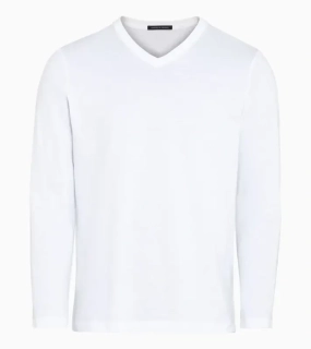 PORSCHE DESIGN Long-sleeve V-neck T-shirt Tričko s dlouhým rukávem a výstřihem do V bílá