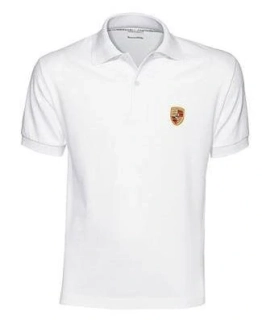 PORSCHE Crest Polo Shirt Essential Polokošile tričko s límečkem, knoflíky a znakem automobilky bílá