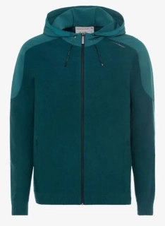 PORSCHE DESIGN Wool Mix Jacket Bunda sportovní s kapucí z merina petrolejově zelenomodrá