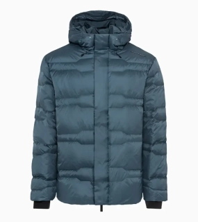 PORSCHE DESIGN Padded Jacket Bunda odlehčená prošívaná s kapucí modrošedá