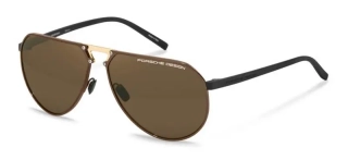 PORSCHE DESIGN Sunglasses P´8938 Hexagon Sluneční brýle černozlaté se skly v hnědé
