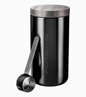 PORSCHE Aroma tin for coffee Dóza nádoba na kávu s odměrkou a víčkem černá