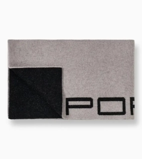 PORSCHE DESIGN Wool scarf Šála sportovního vzhledu zimní pletená z merina šedá s logem