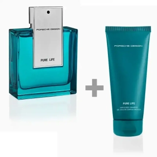 PORSCHE DESIGN PURE LIFE Eau de Parfum Parfémovaná voda pro muže + PURE LIFE Hair & Body Shampoo Pánský tělový a vlasový šampon tyrkysová ZDARMA