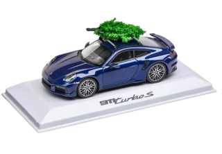 PORSCHE 911 Turbo S with Christmas tree Model 1:43 s vánočním stromečkem modrá