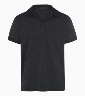 PORSCHE DESIGN Seasonal Polo T-shirt Tričko s límečkem žakárové bavlněné černá se vzorem