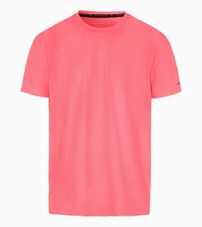 PORSCHE DESIGN Hexagon T-shirt Tričko volnočasové sportovní s kulatým výstřihem logem a šestihranným vzorem oranžově korálová