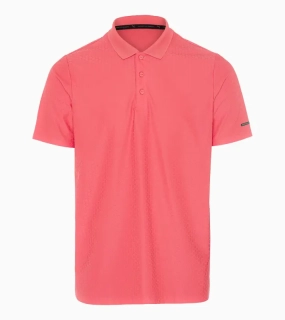 PORSCHE DESIGN Hexagon Polo Shirt Polokošile tričko s límečkem a knoflíčky se šestihranným vzorem oranžově korálová