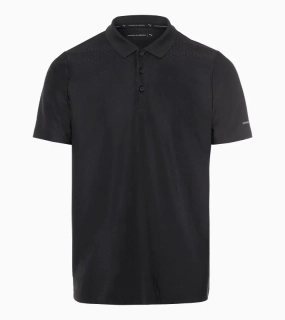 PORSCHE DESIGN Hexagon Polo Shirt Polokošile tričko s límečkem a knoflíčky se šestihranným vzorem černá
