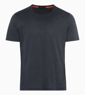 PORSCHE DESIGN Targa T-Shirt Tričko s kulatým výstřihem žakárové s výrazným vzorem pepita černošedá