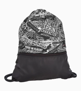 PORSCHE Gym Bag Motorsport Fanwear Taška batůžek na věci na převlečení černobílý potisk