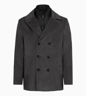 PORSCHE DESIGN Hybrid pea coat Kabát dvouřadý krátký s kombinací materiálů a žakárovou podšívkou antracitová šedá